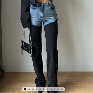 Two-Tone Straight Leg Jeans